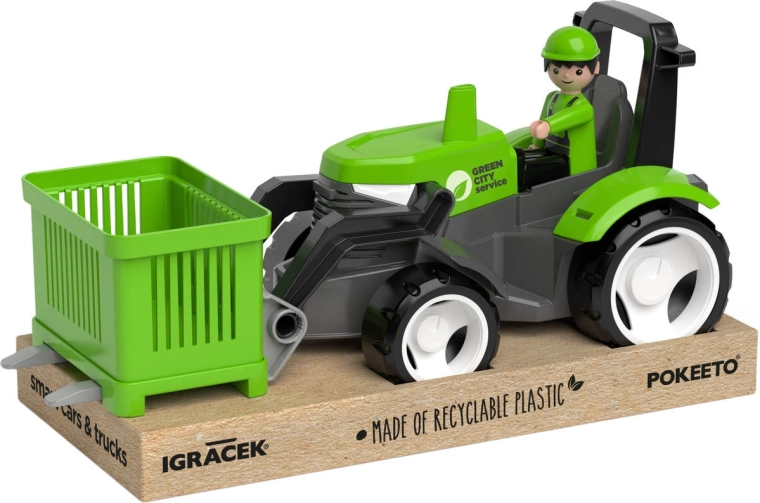 EFKO Igráček MultiGO grøn traktor med gafler, figur og palle