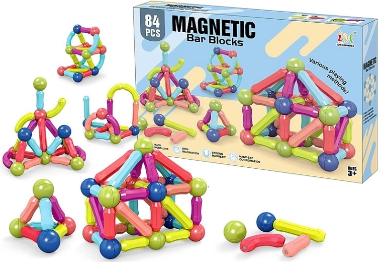 Magnetisk byggesæt 3D – sæt med 84 dele