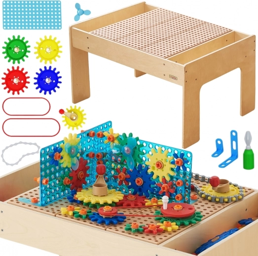 Træ-STEM-bord MASTERKIDZ med konstruktionssæt og paneler