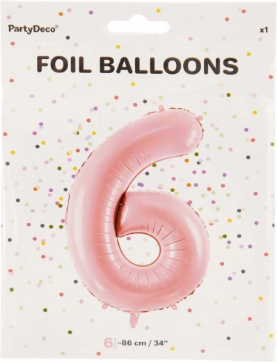 Folieballon nummer 6 – pink 86 cm
