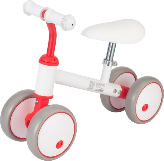 Sparkys balancecykel med fire hjul, hvid-rød