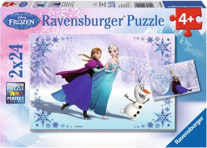 Puslespil 2x24 stykker Frost Søstre for evigt