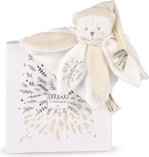 Gavesæt Plysbamse Krammeklud med hue, beige