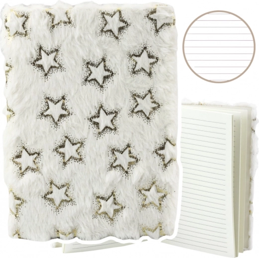 Notesbog med plysomslag Guldstjerner A5 80 ark