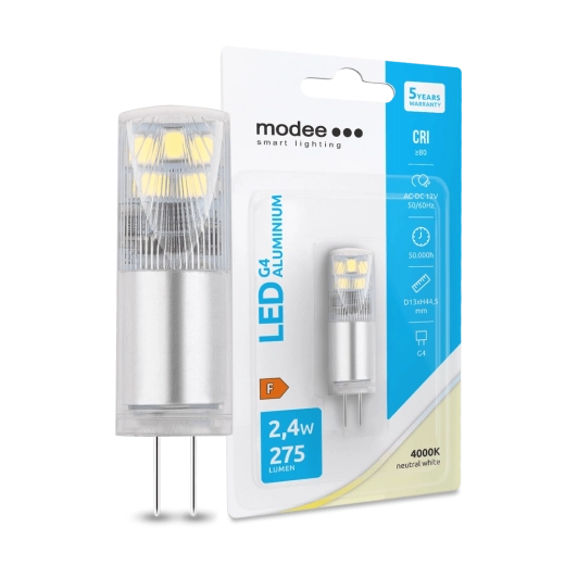 LED-pære G4 aluminium 12 V 2,4 W 4000 K 275 lm MODEE