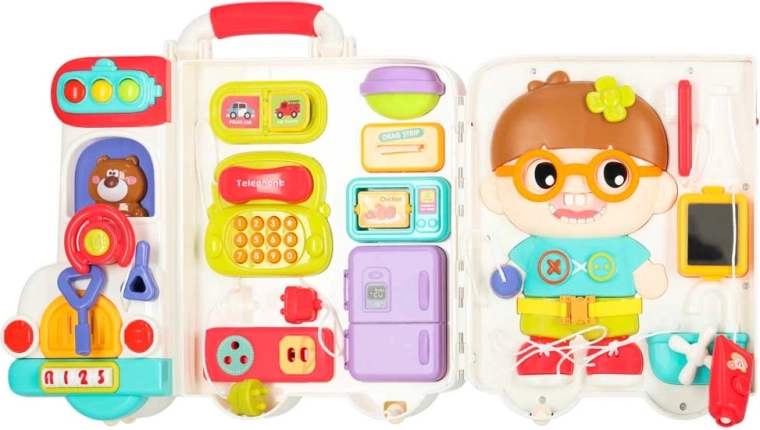 Bærbar kuffert fuld af aktiviteter