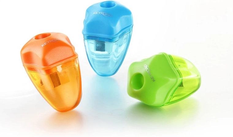 Blyantspidser med beholder KEYROAD Star, plast, blandede farver