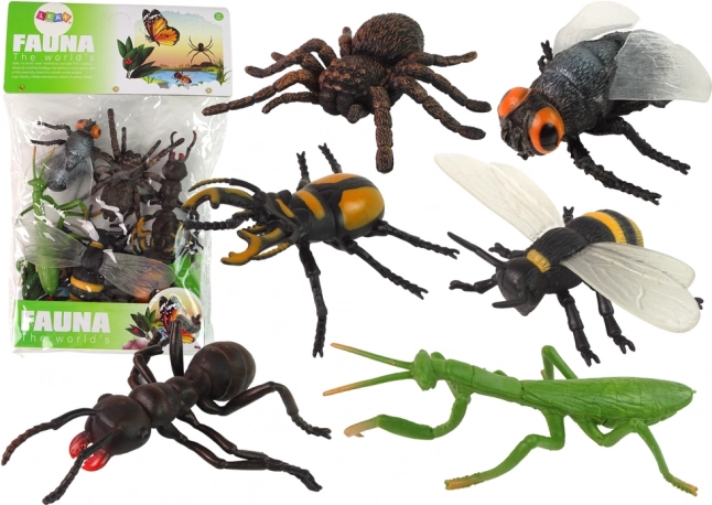 Sæt med realistiske insekter og edderkopper – 6 stk.