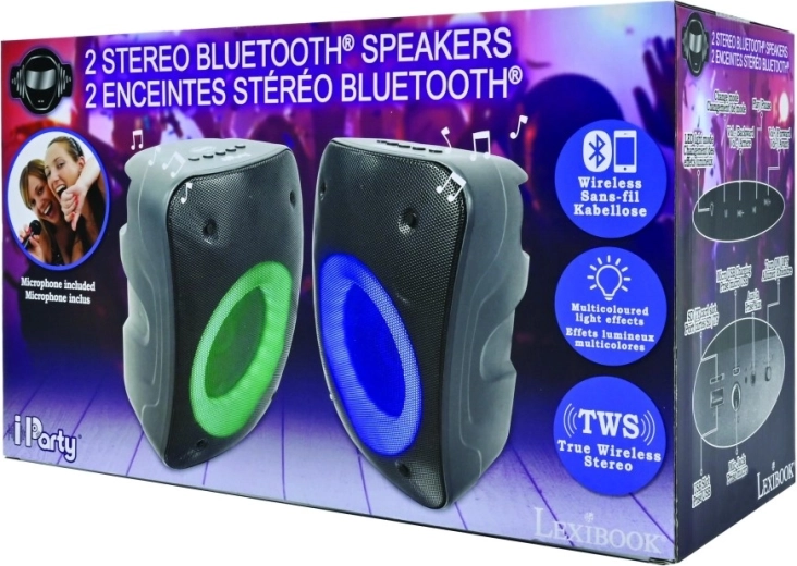 Lexibook iParty sæt med bærbare Bluetooth-højttalere og mikrofon
