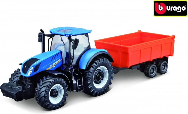 Bburago Farmland traktor NEW HOLLAND T7.315 HD med tiptrailer 10 cm