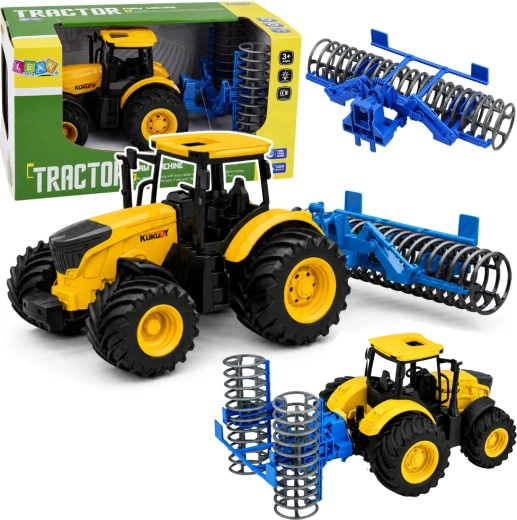 Farmtraktor til børn med kultivervalse 1:24 med lys og lyde