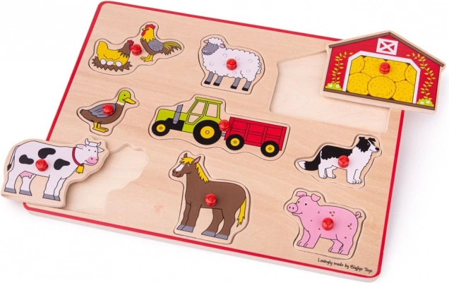 Indsættende puslespil Bondegård Bigjigs Toys