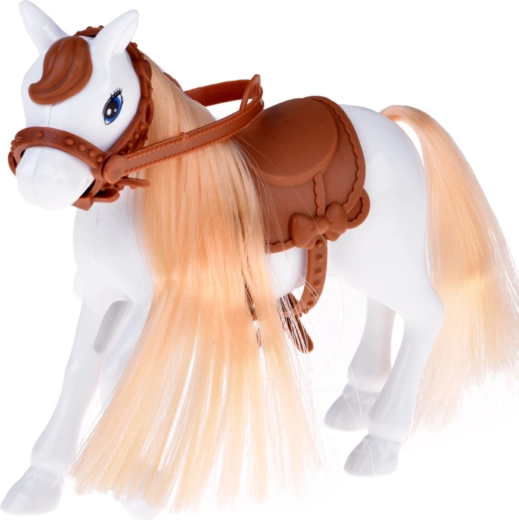 Hest med sadel og trense