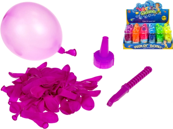 Vandballoner med fyldedyse – 60 stk., mix af 6 farver, tube