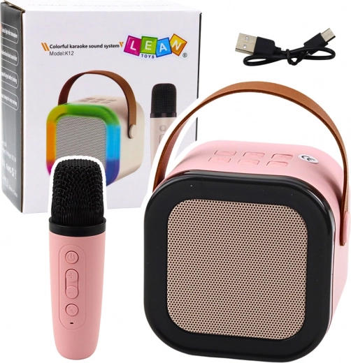 Karaoke-højttaler med mikrofon K12 RGB Bluetooth pink