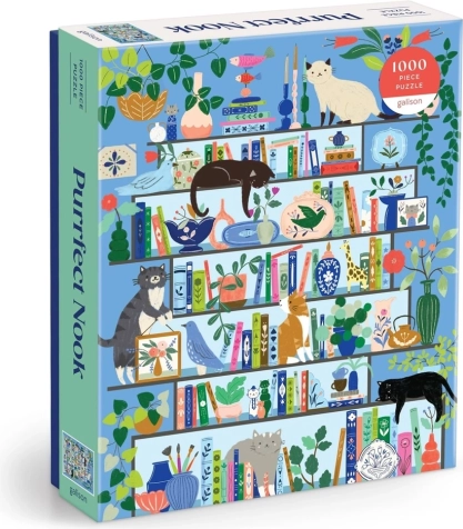 Puslespil GALISON PURRFECT NOOK – kattebibliotek, 1000 brikker