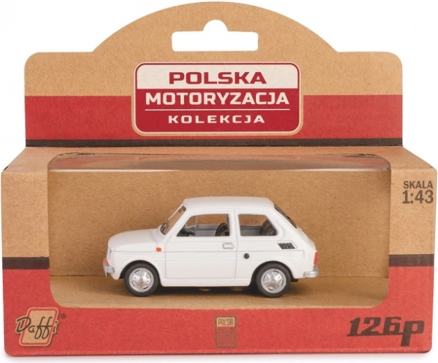 Metalmodel af Fiat 126p PRL i hvid, 1:43