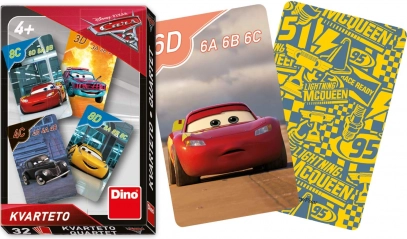 Dino spille kvartetkort med motiv fra Cars 3