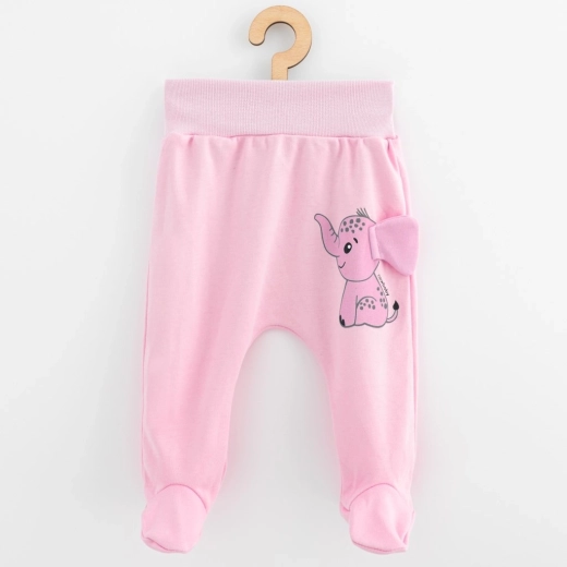 Baby bomuldsbukser med fødder New Baby Happy Elephant pink