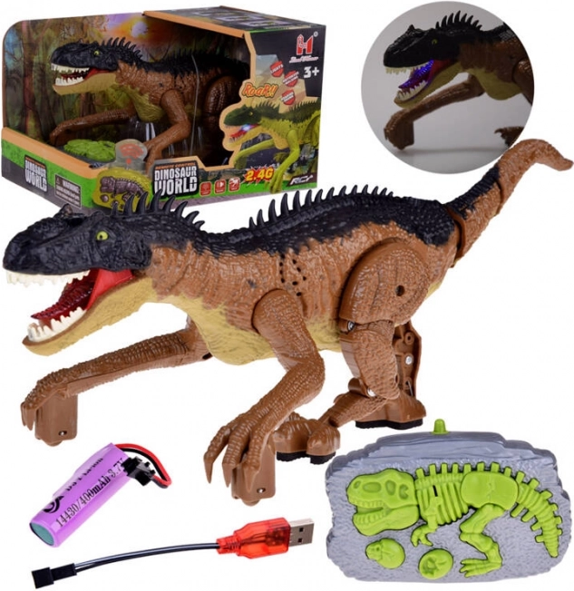 Brun dinosaur-legetøj med fjernbetjening