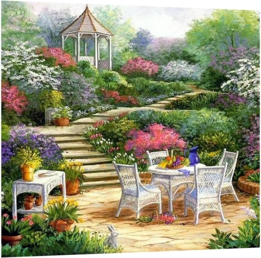 Diamantmaleri Morgenmad ved lysthuset 30 × 40 cm