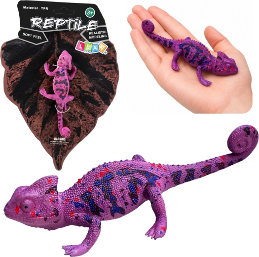 Gummifigur af kamæleon i TPR, lilla 14 cm