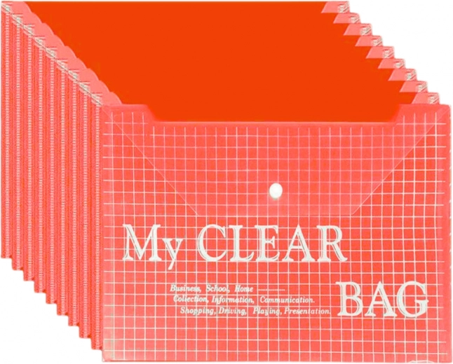 Gennemsigtig dokumentmappe med trykknap, rød, A4, 20 stk.