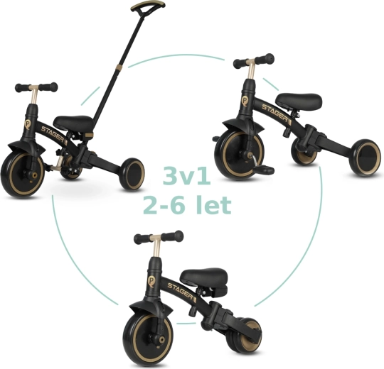 Qplay trehjulet cykel Stager 3i1 brun – Platinum