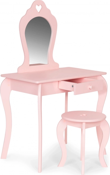 Stor børns trætoiletbord med spejl pink ECOTOYS