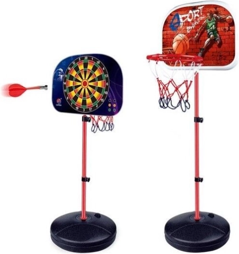 2-i-1: basketball og dart på samme stativ