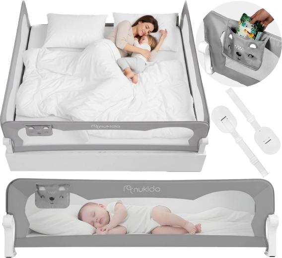 Sengekant 200 cm Nukido – grå