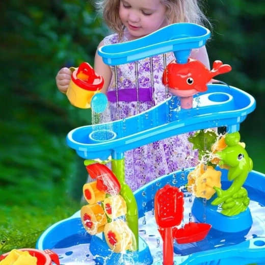 3-etagers kaskade med vandhjul