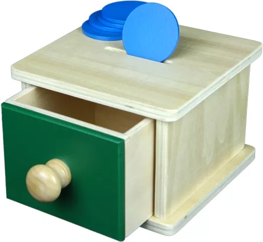 Montessori sparebøsse til baby med skuffe - 1 stk.