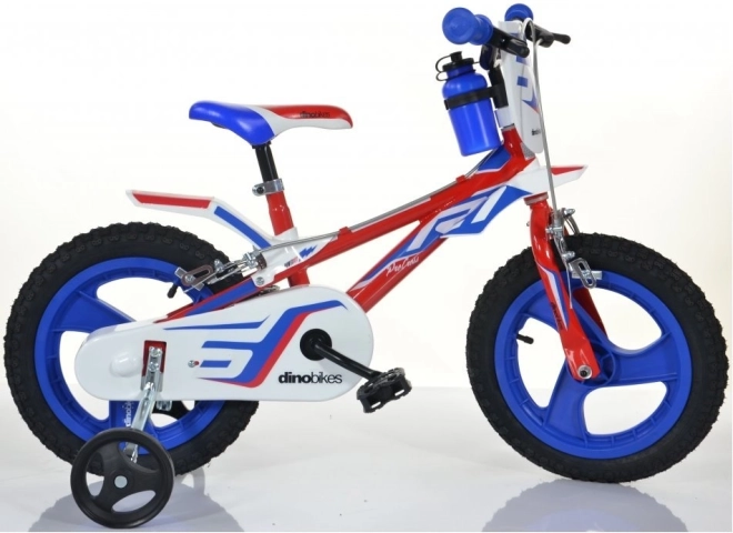 Børnecykel Dino rød-blå-hvid 14 tommer