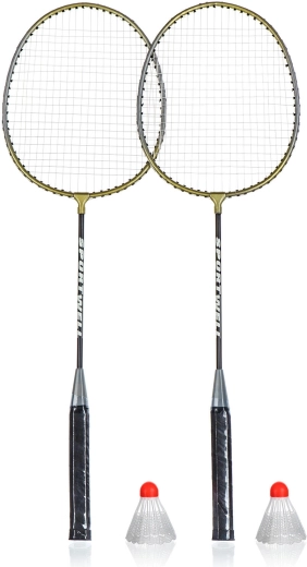 Badmintonsæt med 2 ketsjere og 2 fjerbolde
