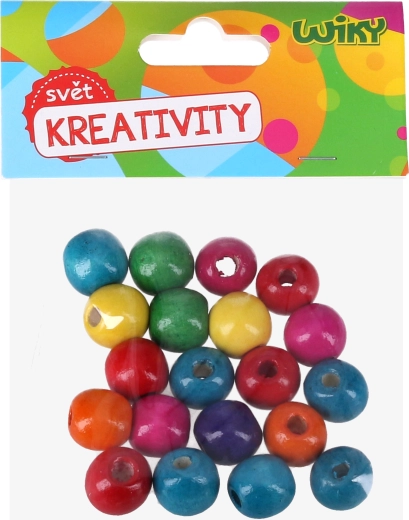 Træperler i farver, 20 stk.