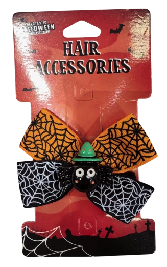 Halloween-hårspænde med edderkop og sløjfe