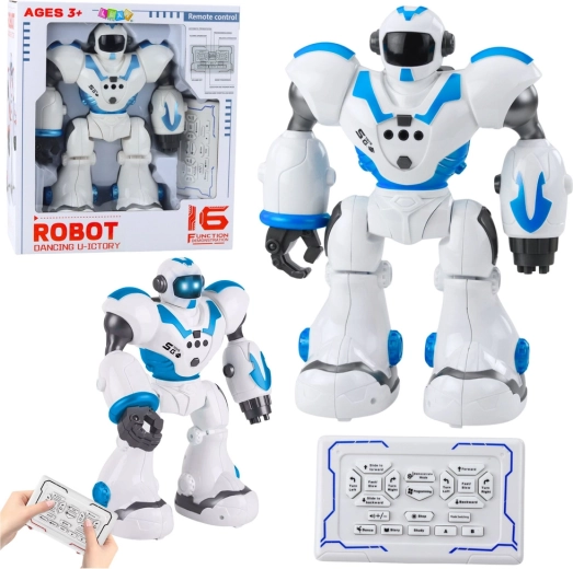 Interaktiv uddannelsesrobot med fjernbetjening, 16 funktioner, lys og lyde – blå