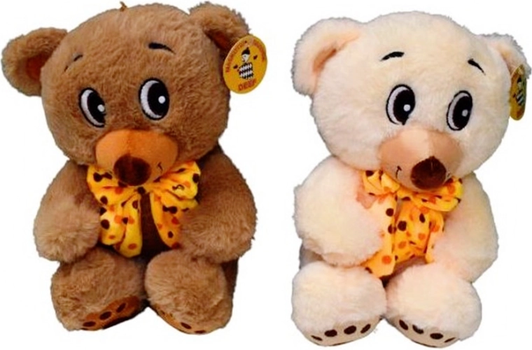 Plysbamse med prikket sløjfe