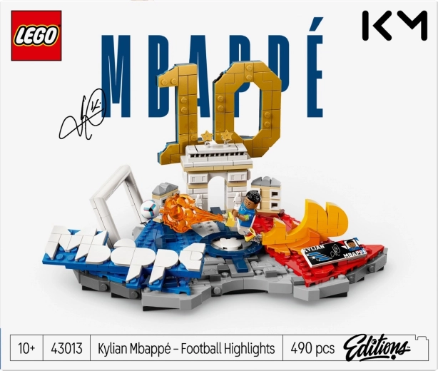 Kylian Mbappé-minifigur i actionpose