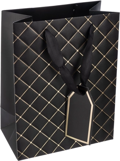 Gavepapirspose quilt sort 18 × 10 × 23 cm