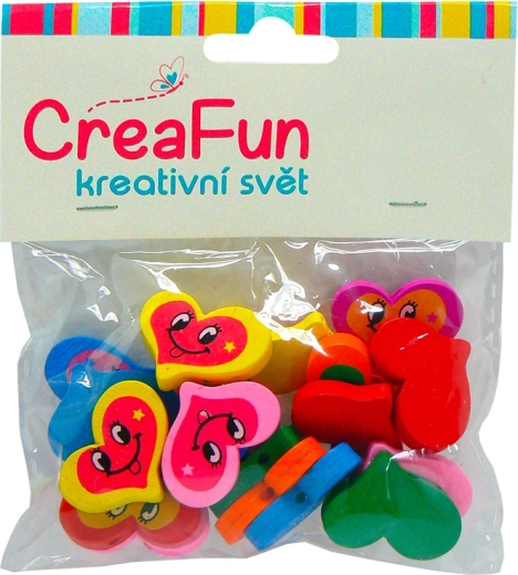 Træperler hjerte, sæt 20 stk.