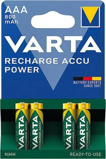 Genopladelige AAA-mikrobatterier 800 mAh Varta (4 stk)
