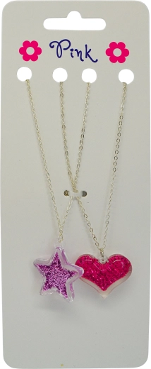 Halskæder med vedhæng hjerte og stjerne, sæt med 2 stk.
