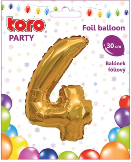 Folieballon tal 4, 30 cm, guld TORO