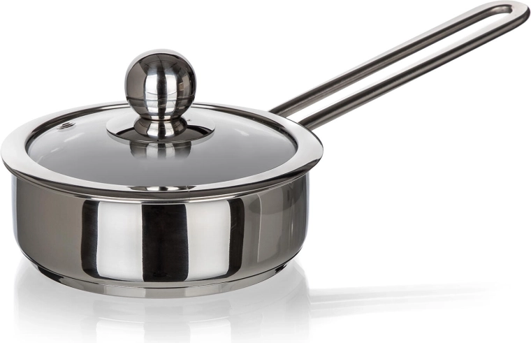 Rustfri stålsaucegryde med glaslåg 0,75 l PICCOLO, 14 cm