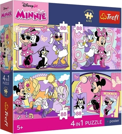 Trefl Disney Minnie Mouse puslespil 4 i 1 (4×88 brikker) Magiske øjeblikke + samlerplakat