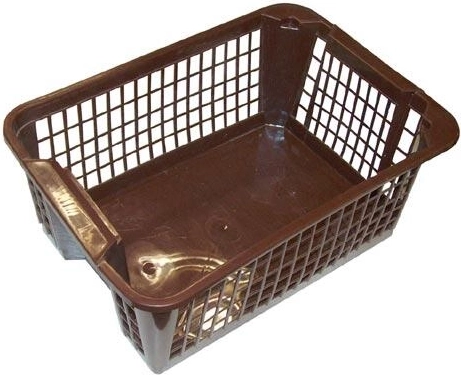 Plastisk stabelbar kurv 36 × 26 × 14 cm, brun