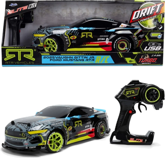 Fjernstyret Ford Mustang RTR 2025 Vaughn Gittin Jr. 1:10 med drift og Turbo Boost