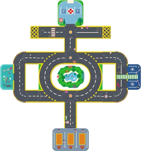 Stor rundkørsel og helipad